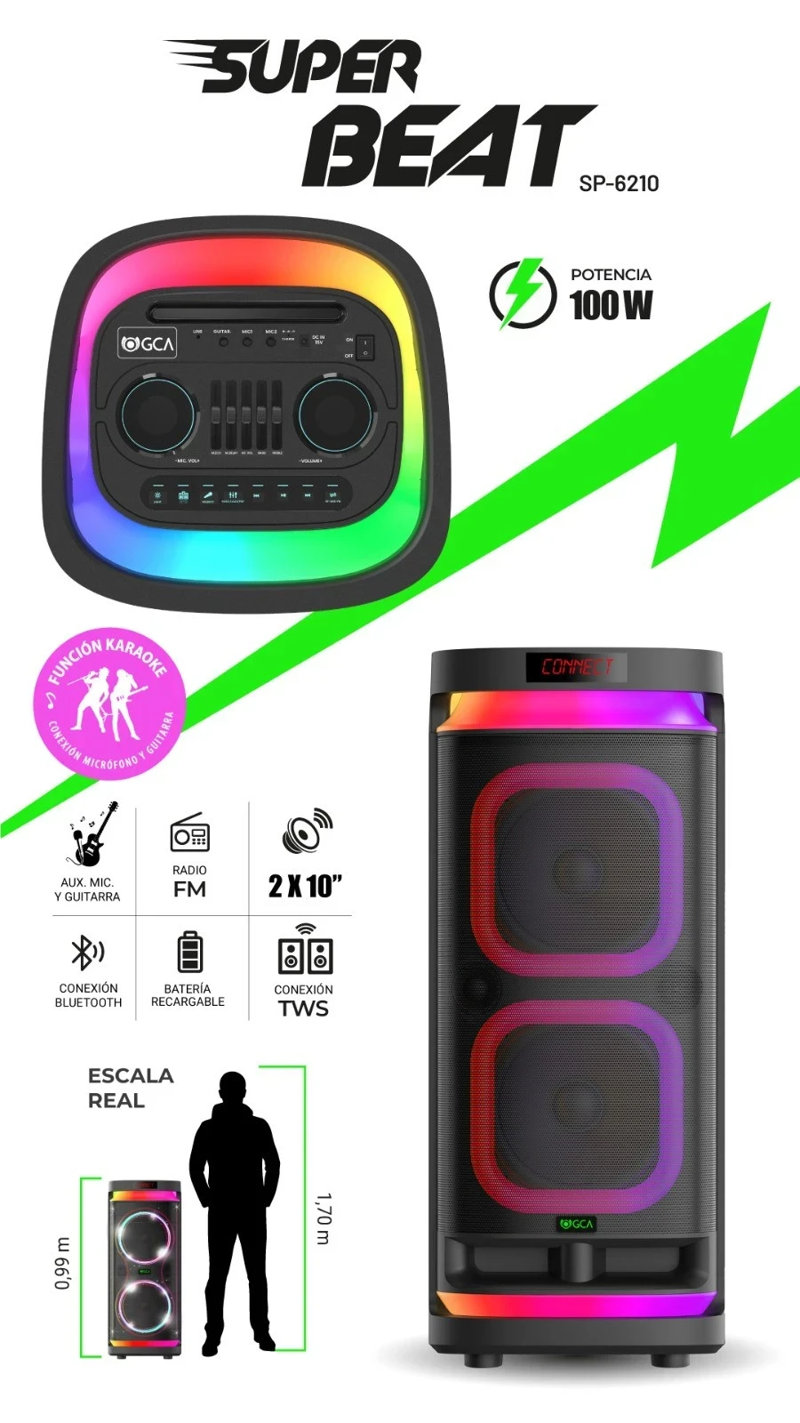 PARLANTE GCA SUPER BEAT 10" X2 2
