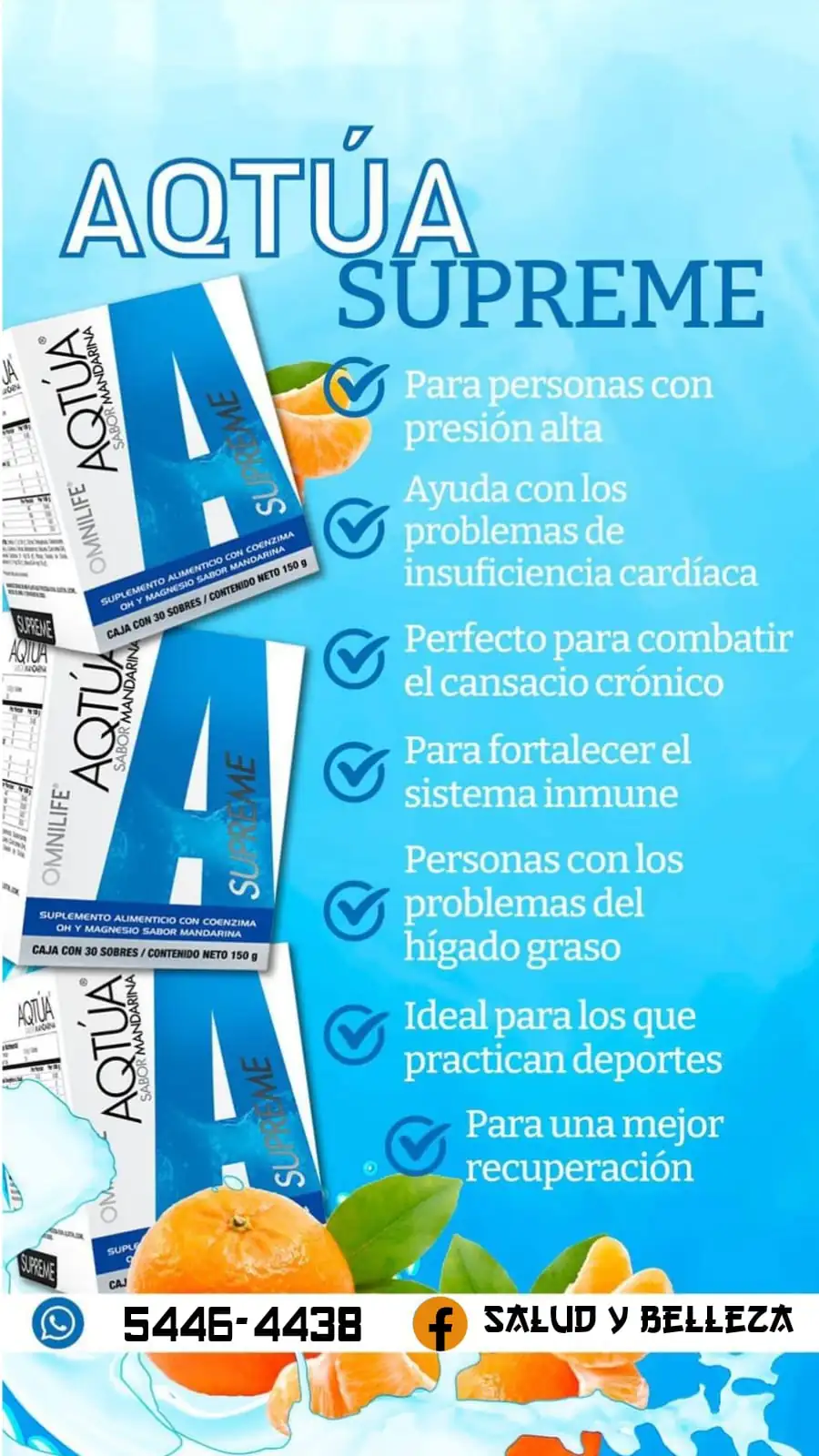 Aqtúa Supreme con sabor a mandarina C/30 sobres