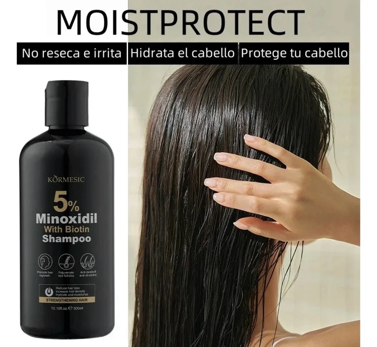Shampoo con Minoxidil 5% y Biotina Kormesic 3