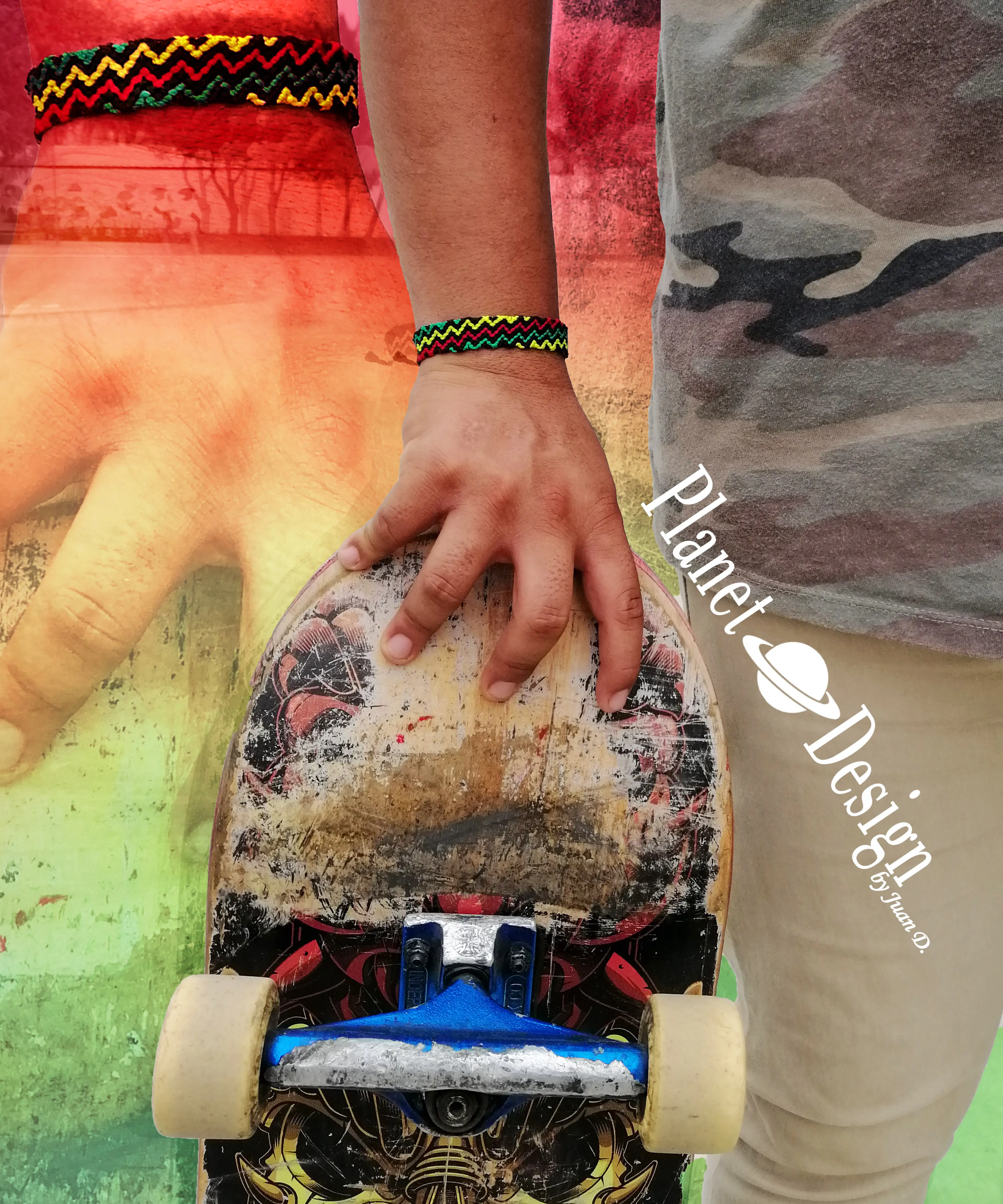 Pulsera 12 hilos rastafari diseño zig zag ascendente