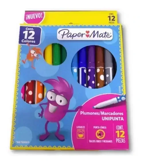 Papermate estuche con 12 plumines de colores 3