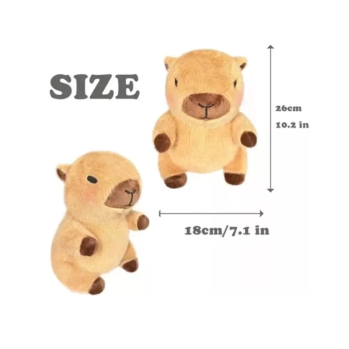 Peluche capibara con 9 piezas de ropa  2