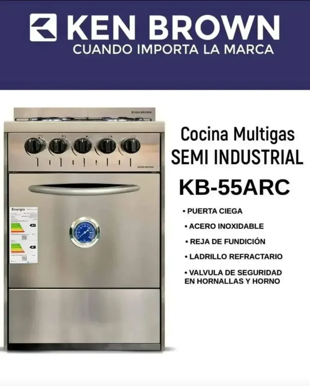 cocina ken brown KB-55ARC multigas inox