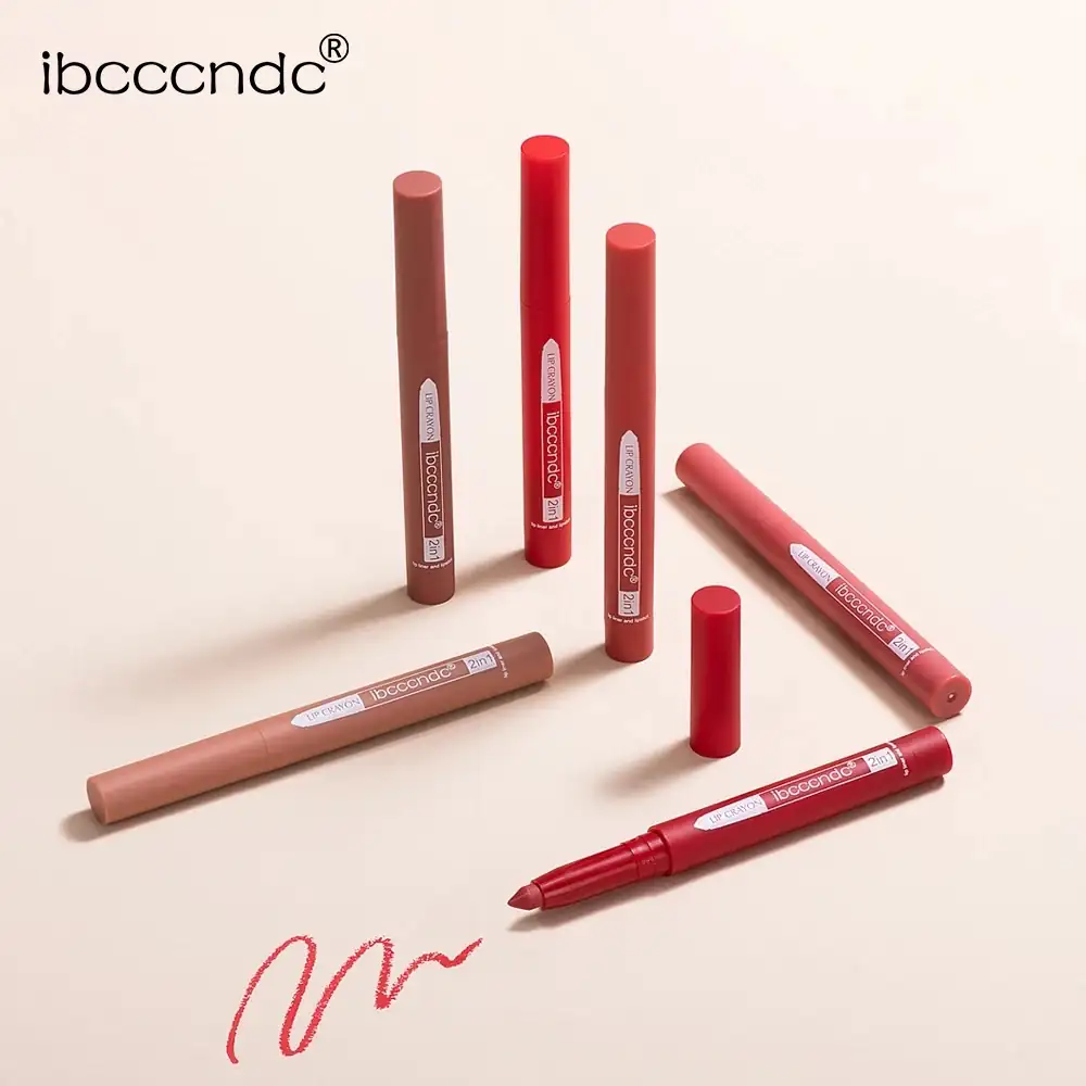 Lapiz labial 2 en 1 Formato Crayón, Resistente al Agua 4