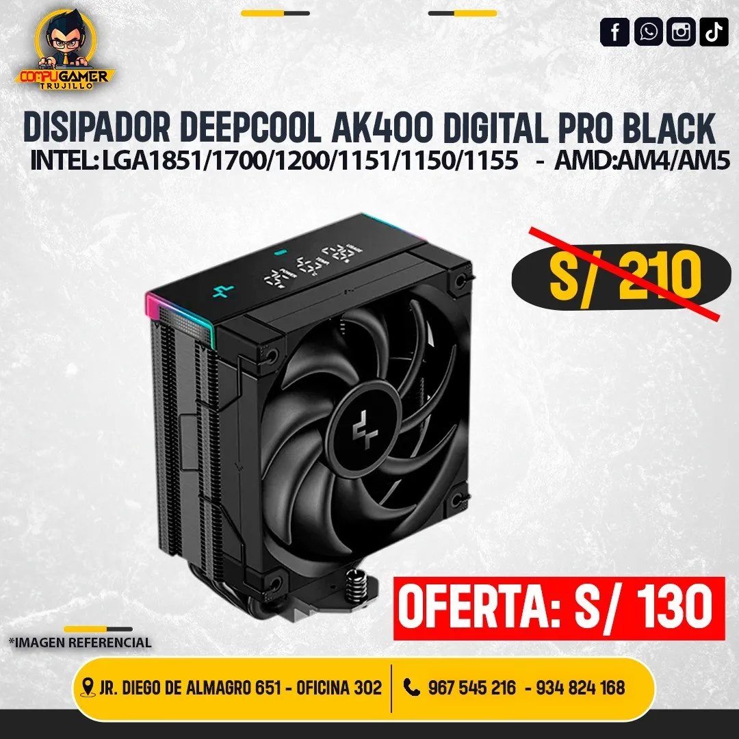 DISIPADOR DEEPCOOL AK400 DIGITAL PRO BLACK