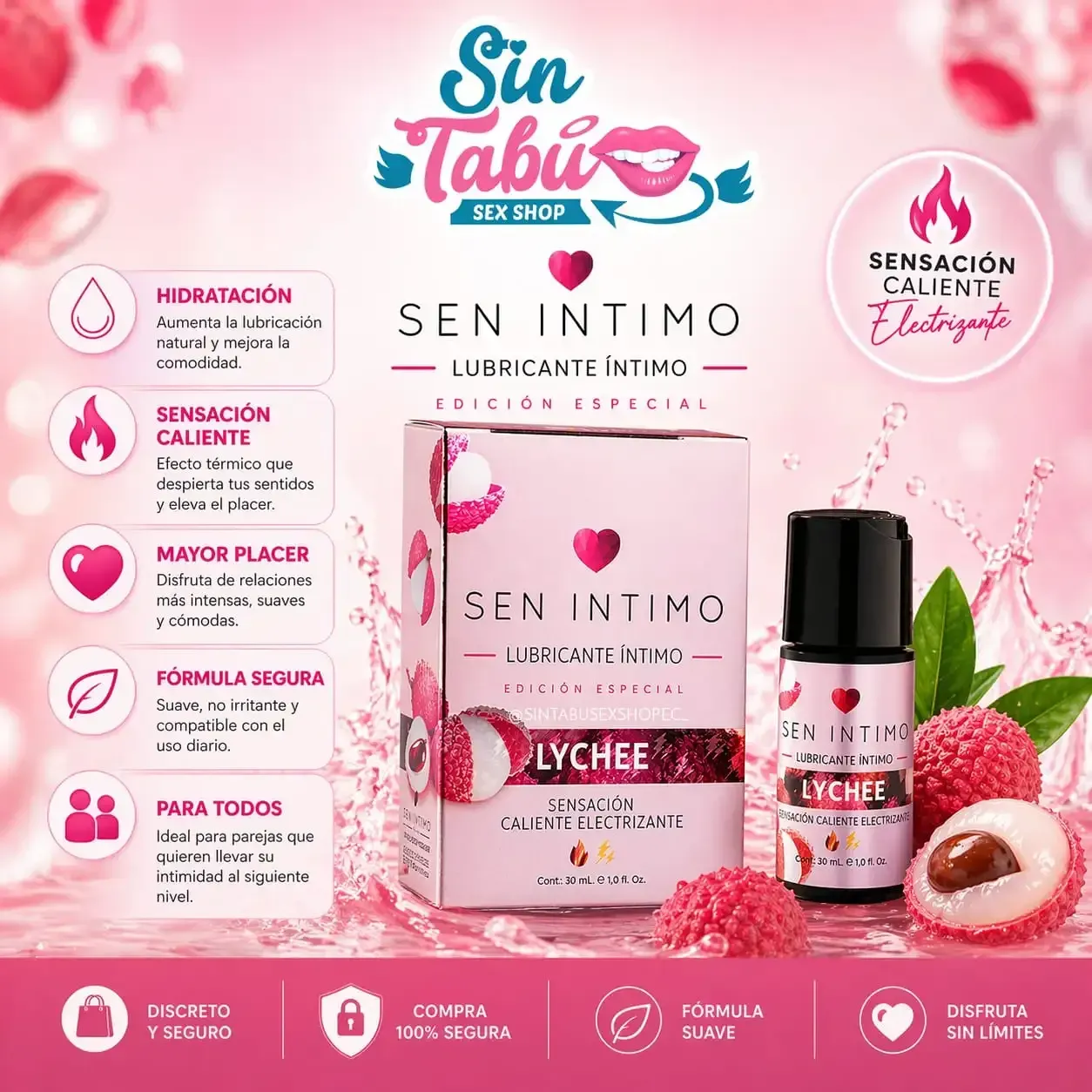 LUBRICANTE CON SENSACIÓN CALIENTE ELECTRIZANTE LYCHEE