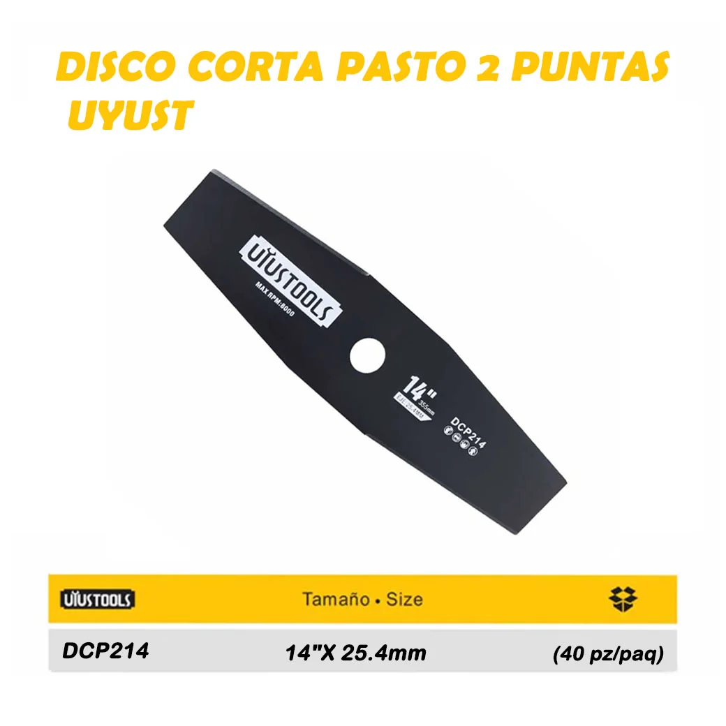 DISCO CORTA PASTO 2 PUNTAS UYUST 14"X 25.4mm