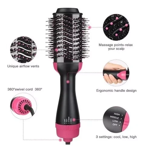 Cepillo 3 En 1 Secador Alisador Plancha Pelo Electrico Cabello 3