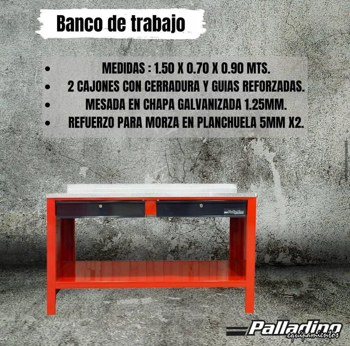 Banco de trabajo 150x70cm palladino