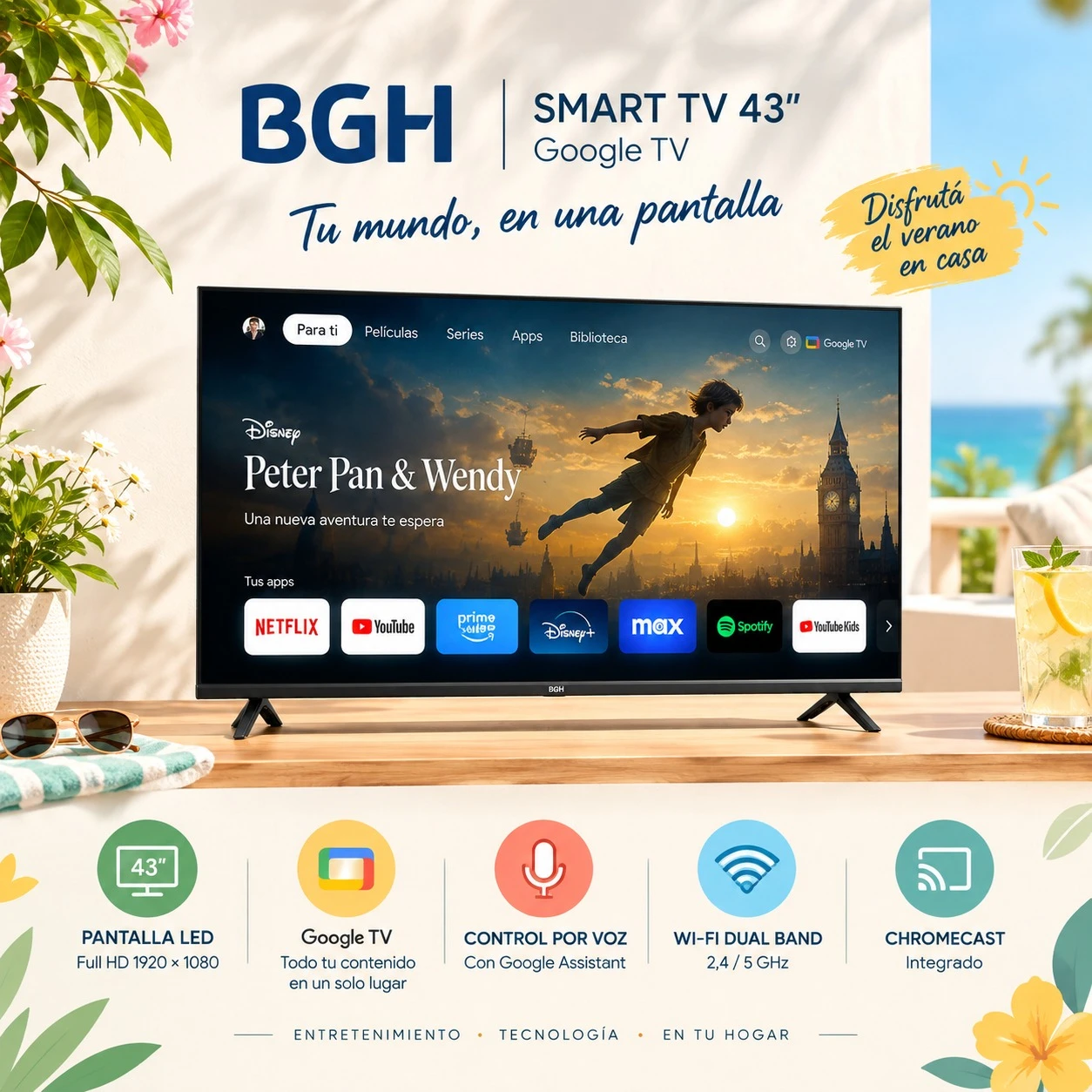  SMART TV BGH 43” GOOGLE TV - B4326FG5G FHD