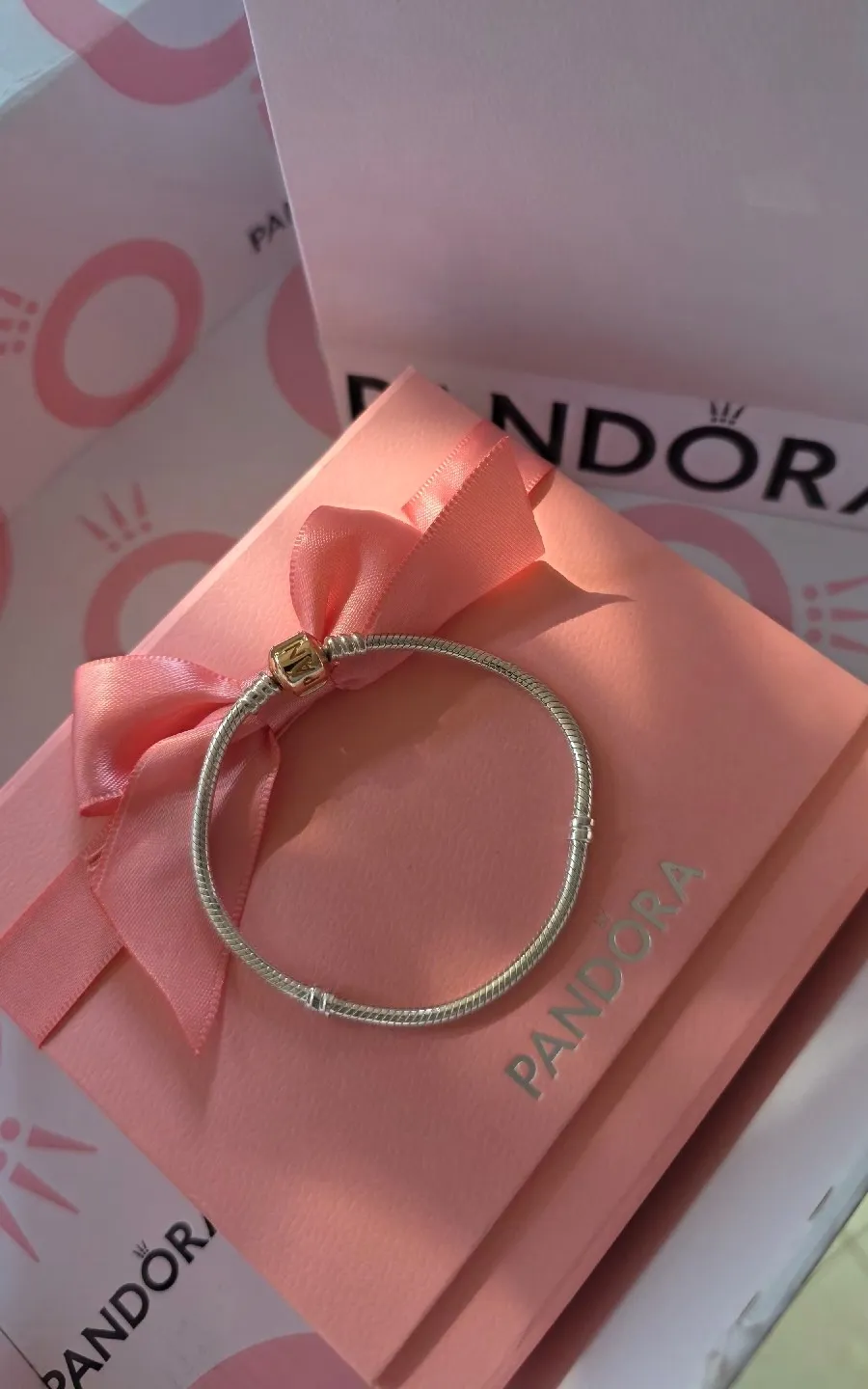 Pandora Rose Gold barrel clasp Two-tone moments bracelet  3