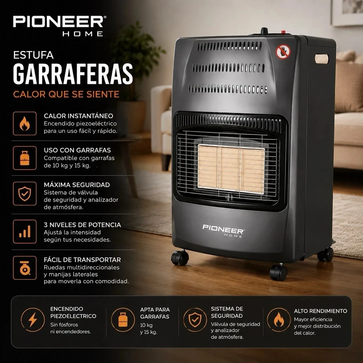 ESTUFA GARRAFERA PIONEER PH-4200EGP
