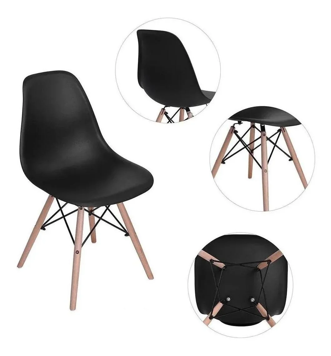 Comedor Nórdico Negro Volcán + 2 Sillas Eames  7