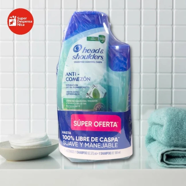 Shampoo Head & Shoulders Anti--Comezón 375ml + 180ml