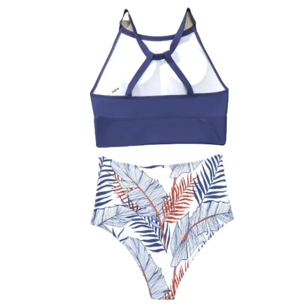 Conjunto de tankini con estampado tropical 2