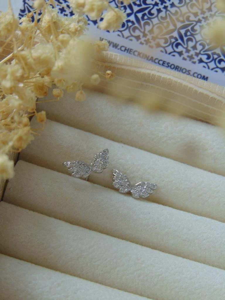 TOPOS RODIO PLATE MINI ALAS MICROCIRCONES BLANCO 2