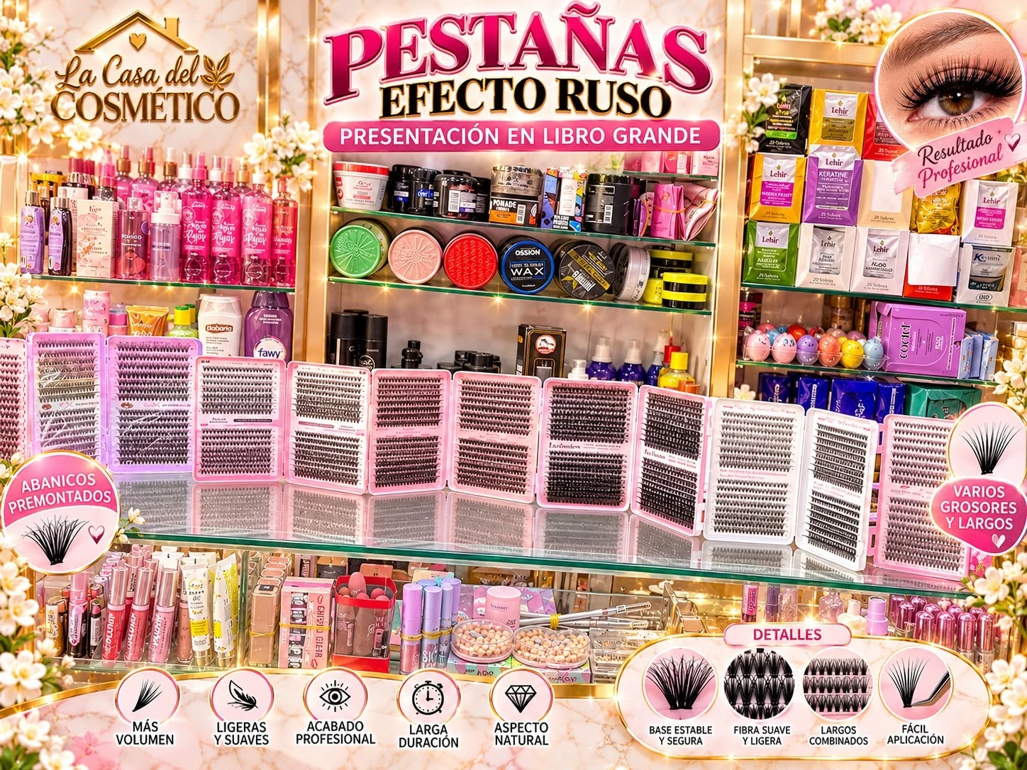 pestañas efecto ruso glamour lash book – volumen profesional