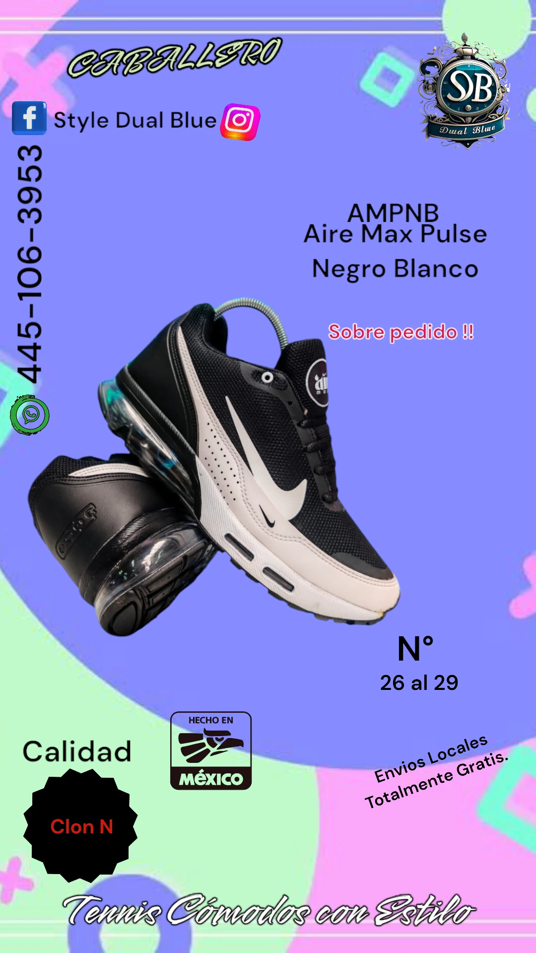 Aire Max Pulse Negro Blanco