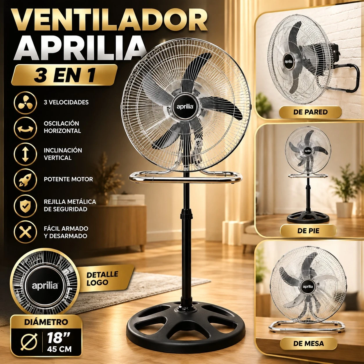 VENTILADOR APRILIA 3 EN 1 CONSULTAR DISPONIBILIDAD CON EL VENDEDOR