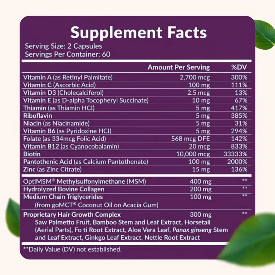 Vitamina para el cabello, Piel y uñas - HAIR GROWTH 5