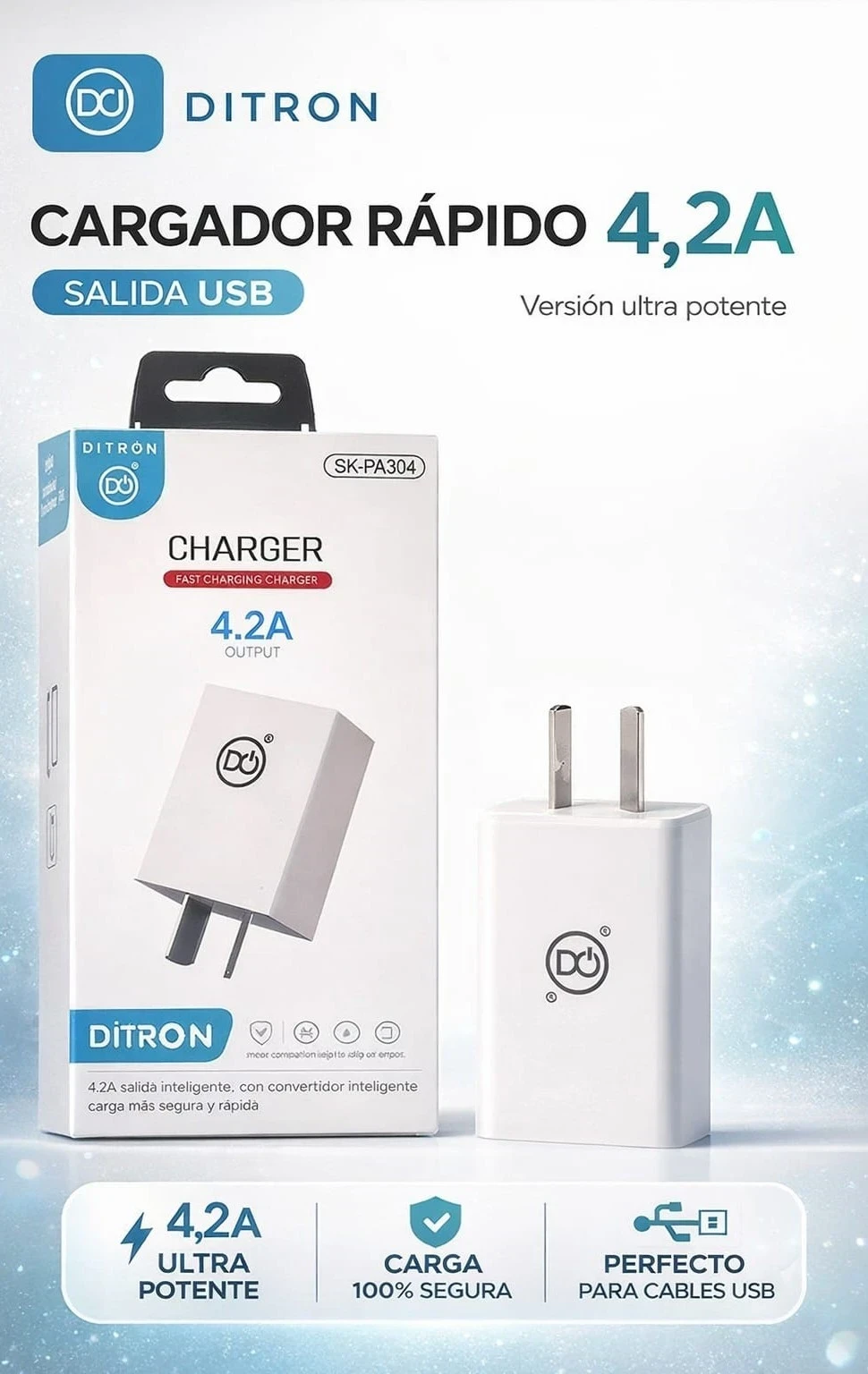 CABEZAL CARGADOR CELULAR DYTRON 4, 2A