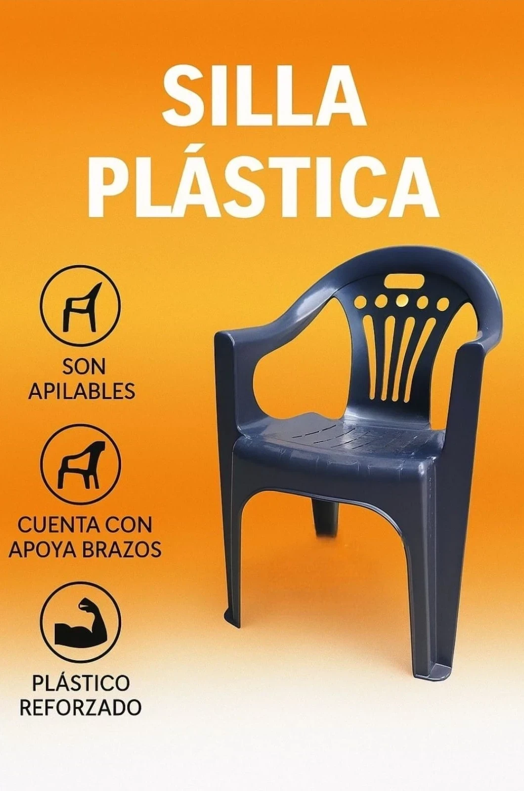  🪑 SILLA PLÁSTICA NEGRA
