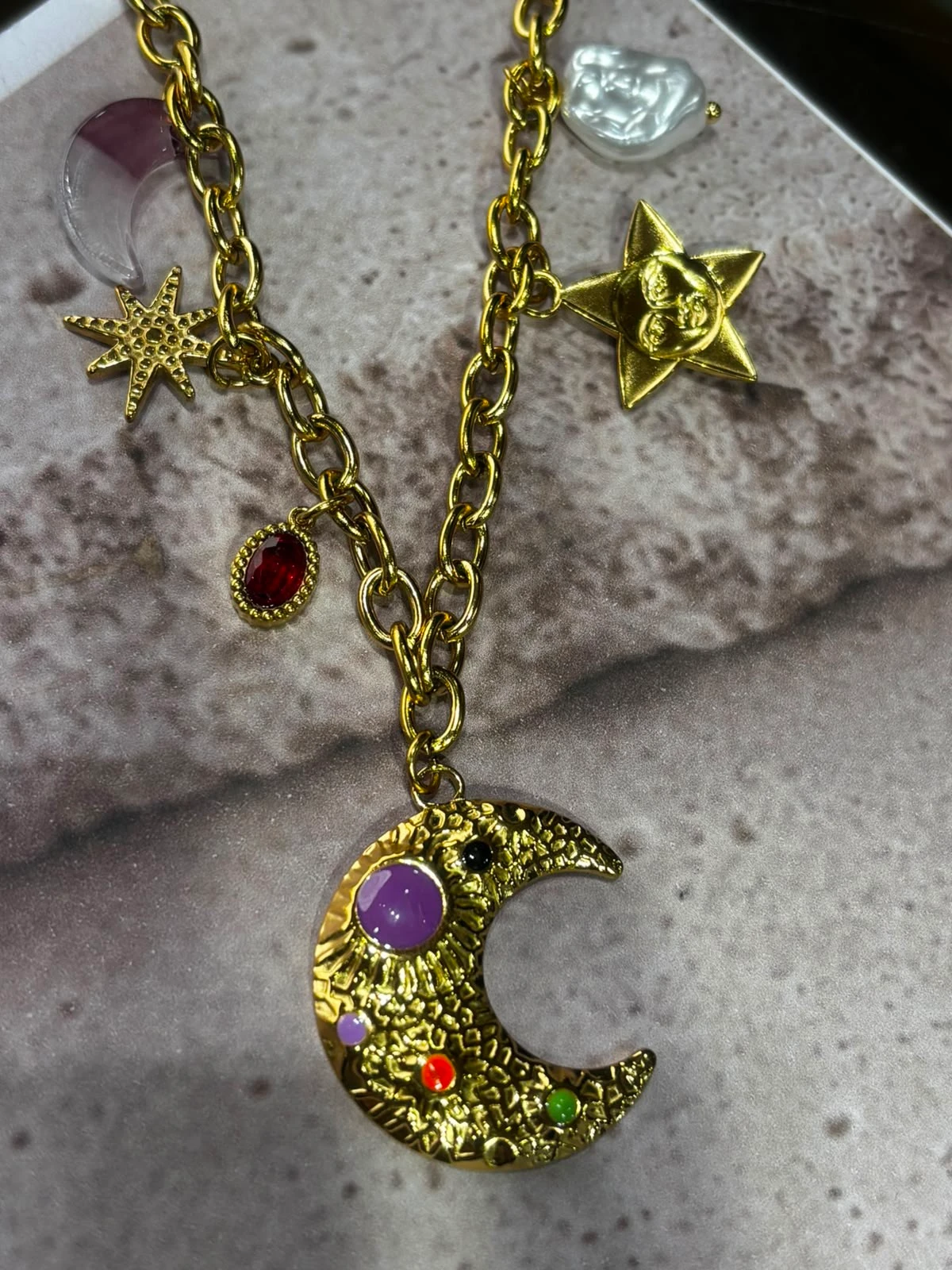 collar acero con enchape en oro 