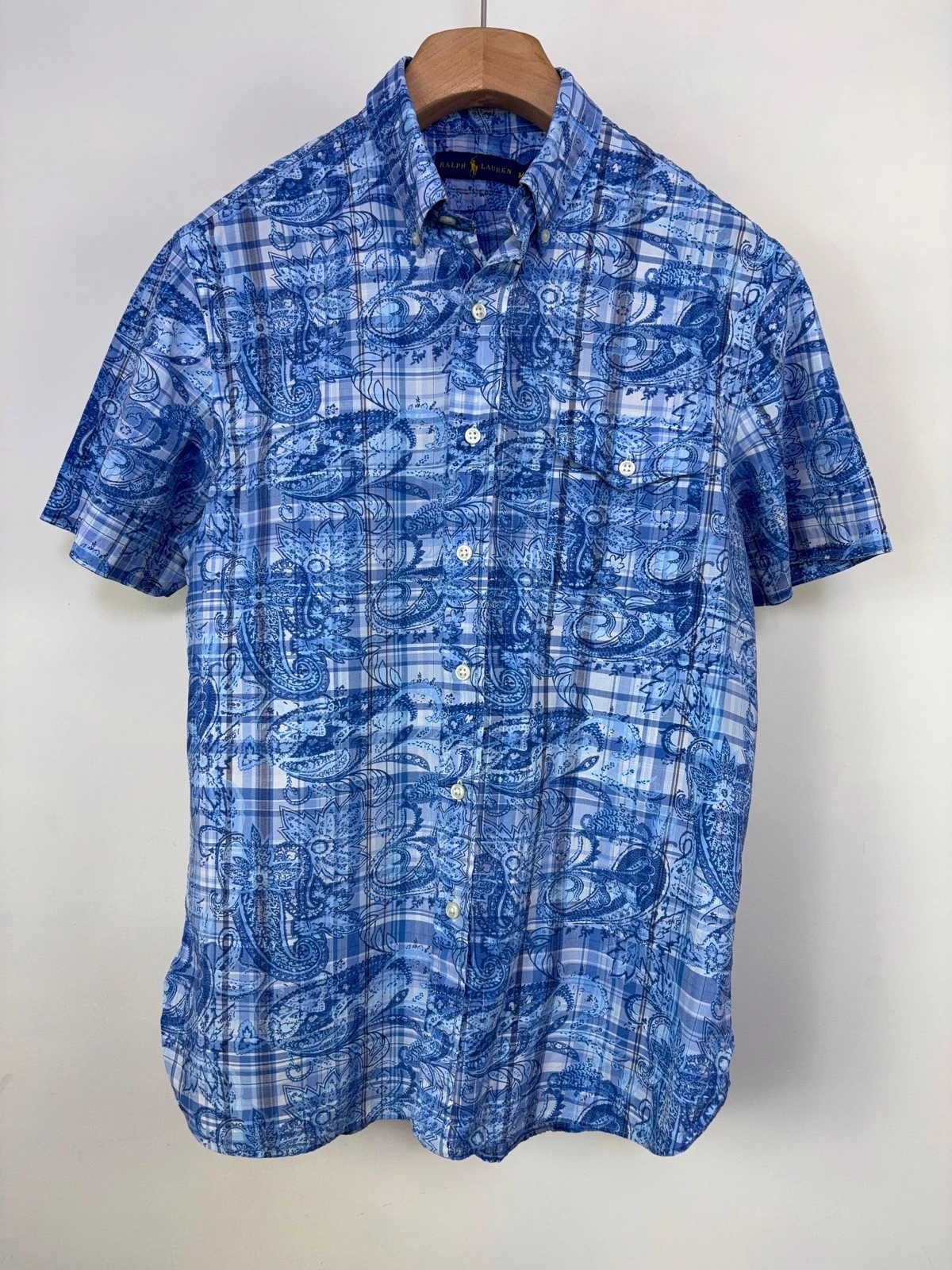 Camisa Manga Corta Polo Ralph Lauren Estampado Paisley Azul  2