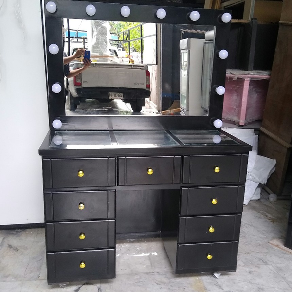 Tocador Hollywood Vanity G2 Repisa de Cristal 2