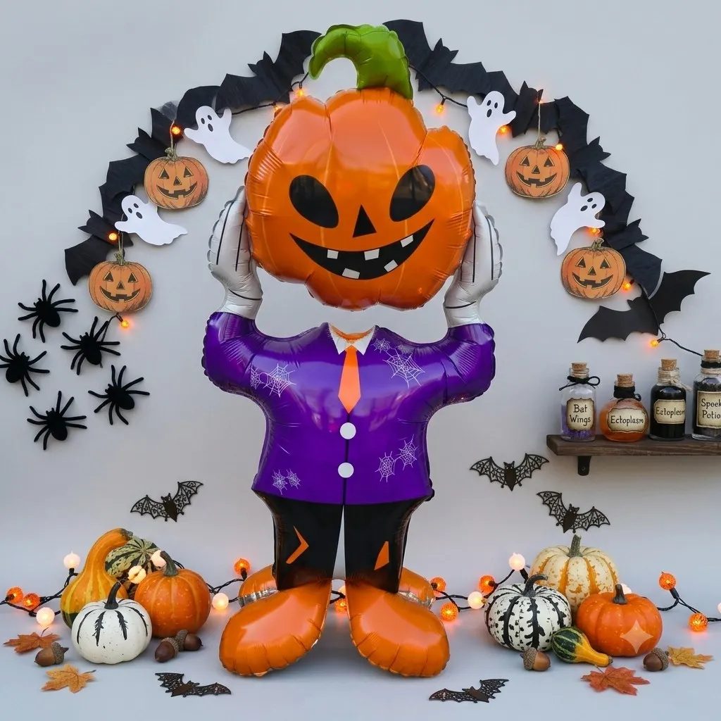 Globo metalizado grande muñeco de calabaza 55x125cm 2