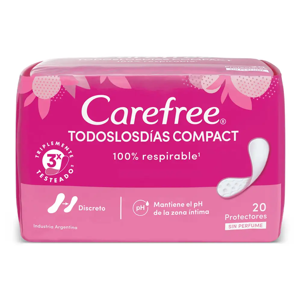 20U. De Protectores Diarios Carefree Todos los Días Compact x 20 un