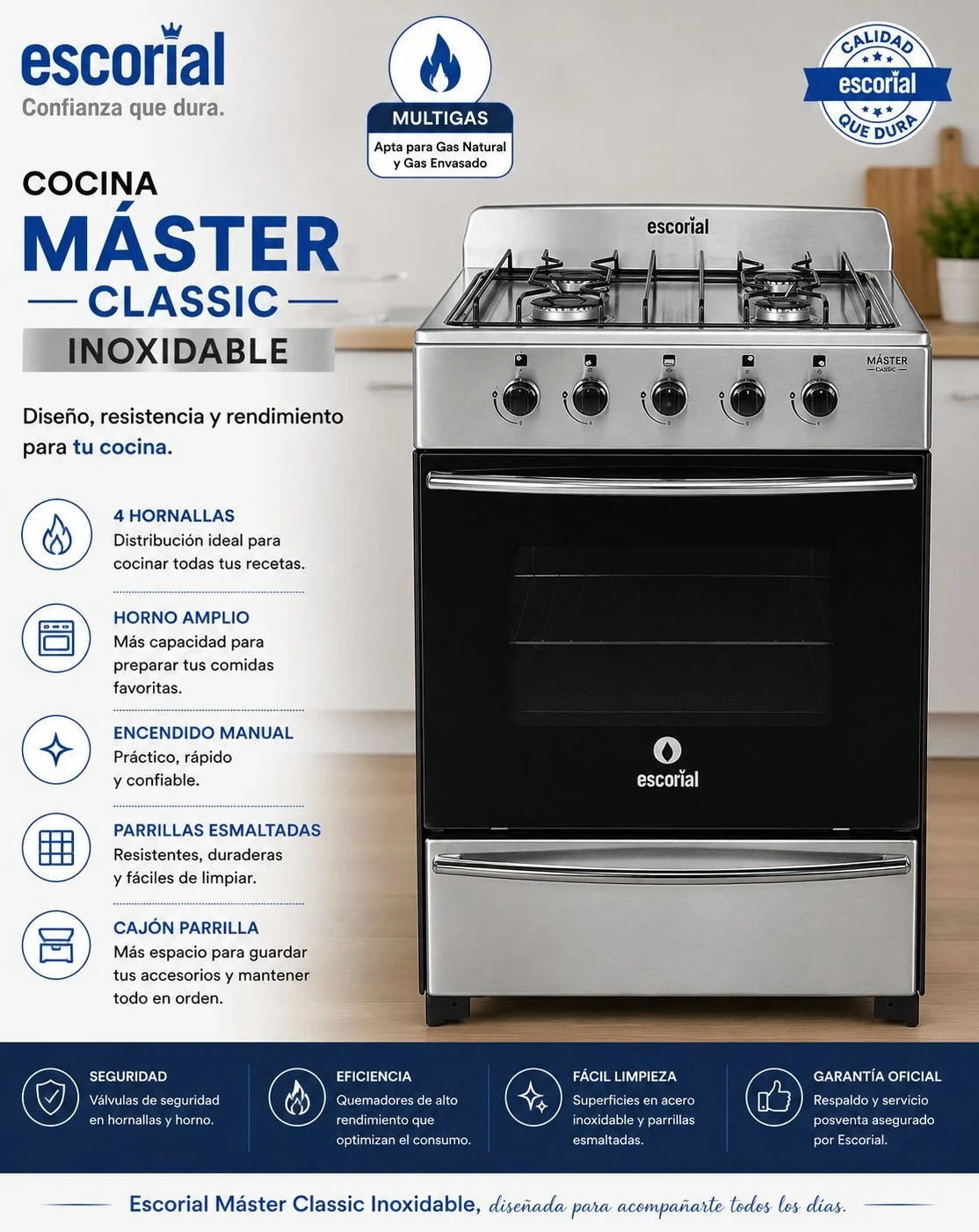 Cocina Escorial Master Classic inox G natural