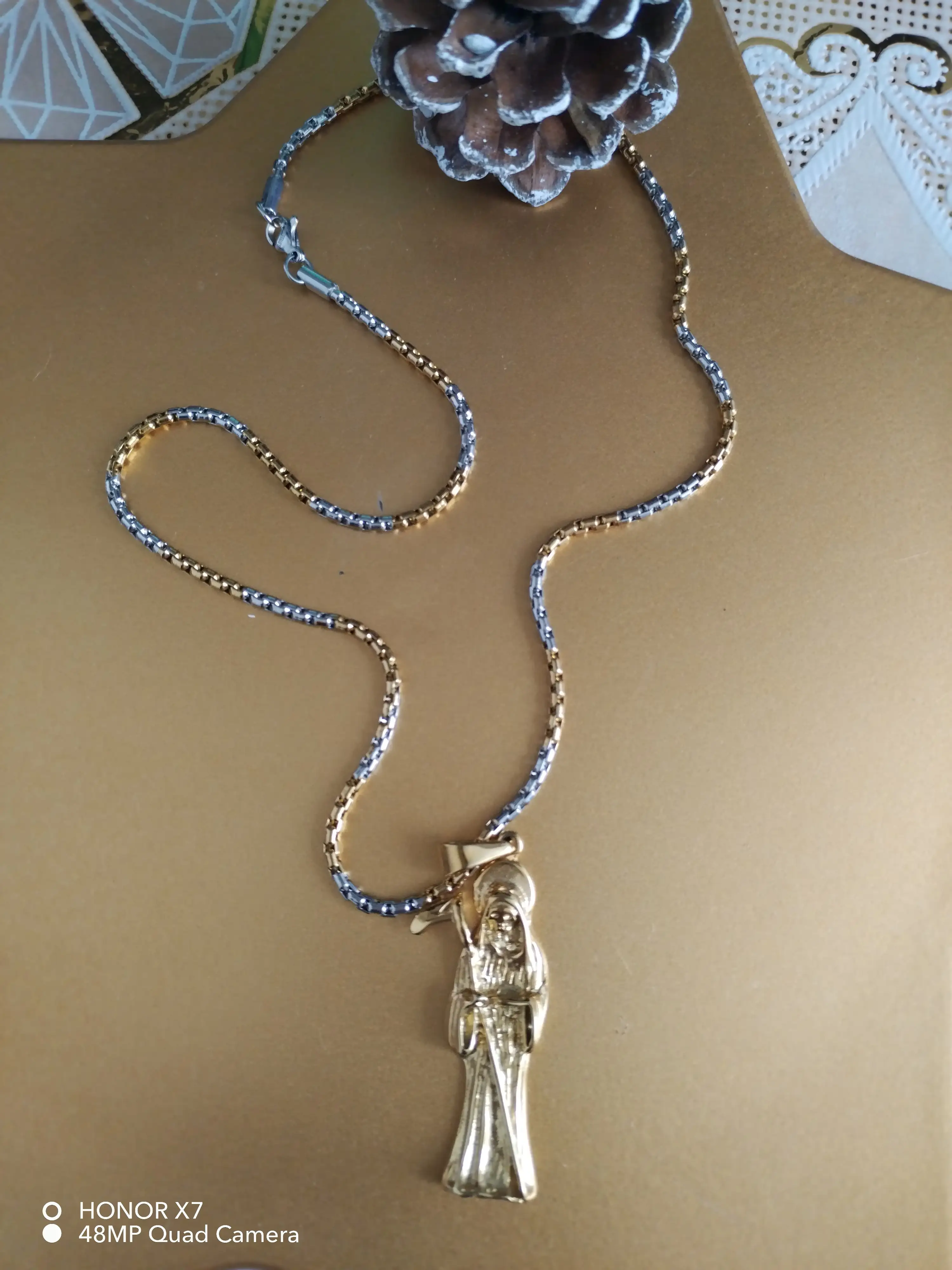 💀cadena dos tonos y santa muerte ★