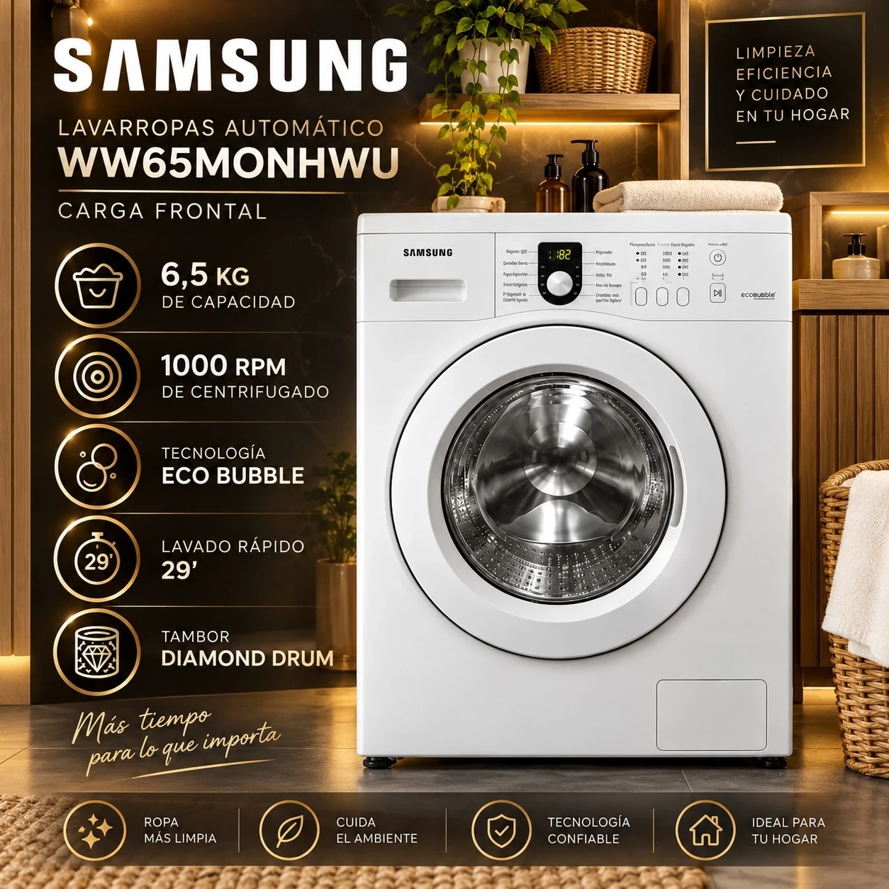 LAVARROPAS SAMSUNG 6,5 KILOS BLANCO CONSULTAR DISPONIBILIDAD CON EL VENDEDOR