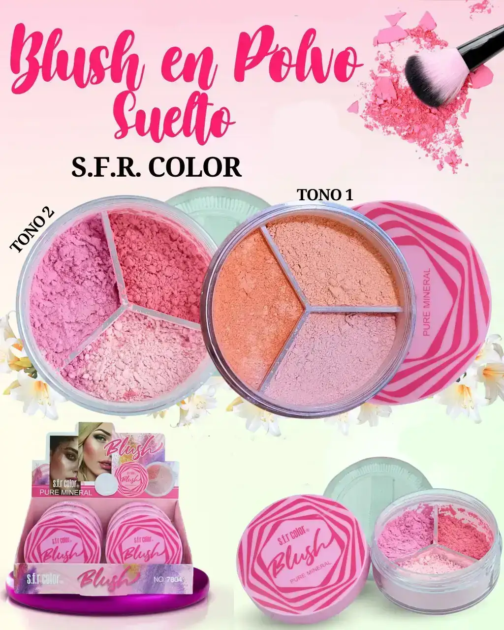 2 Blush en Polvo Suelto s.f.r Color