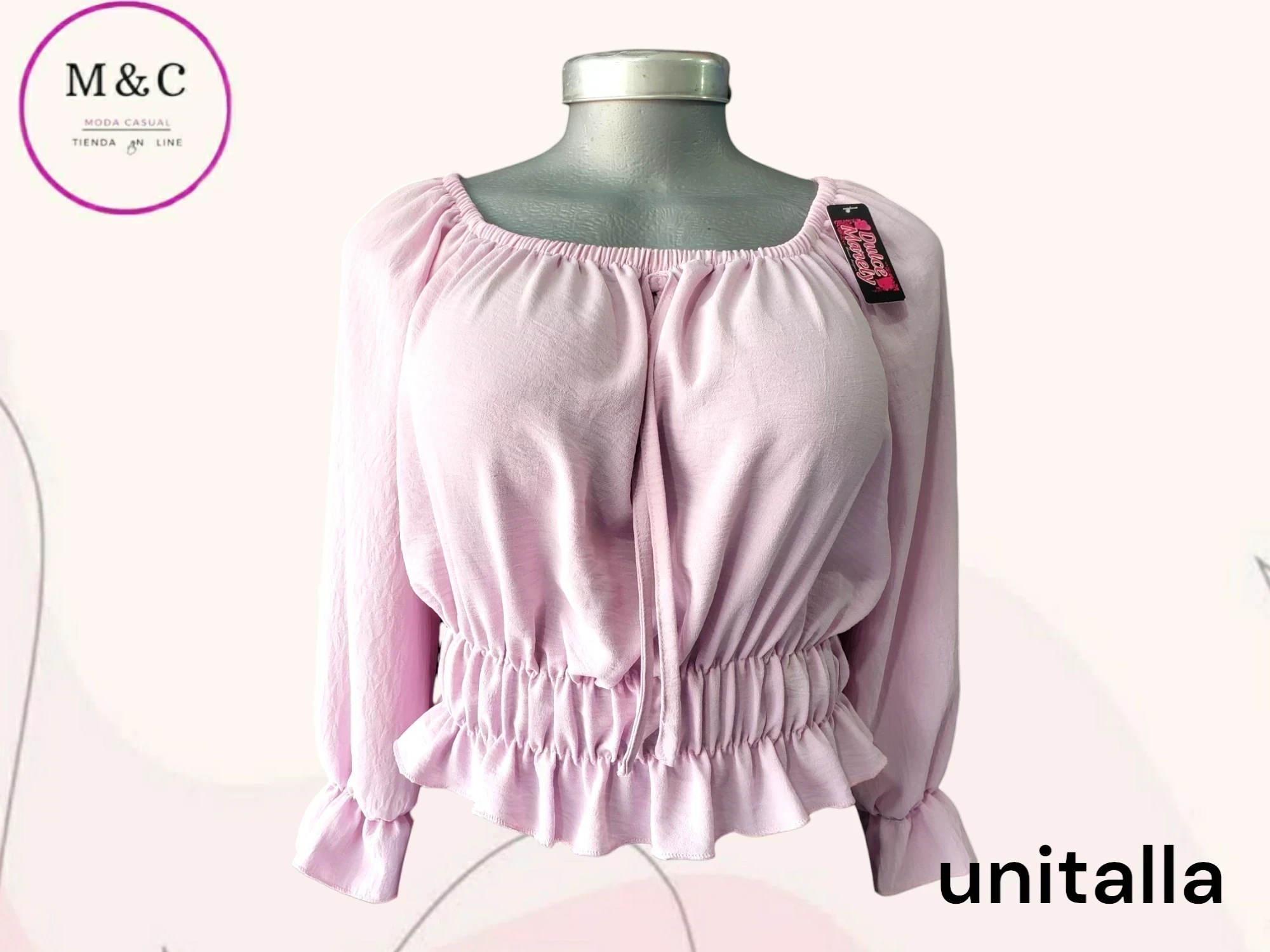 Blusa cintura corrugada manga larga  5