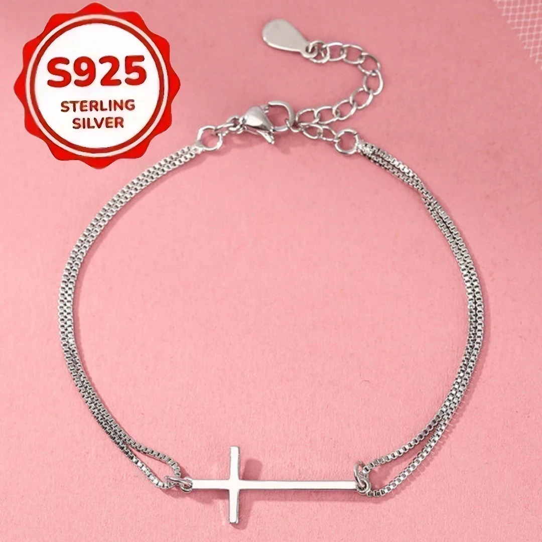 PULSERA BEBÉ CON CRUZ PLATA 