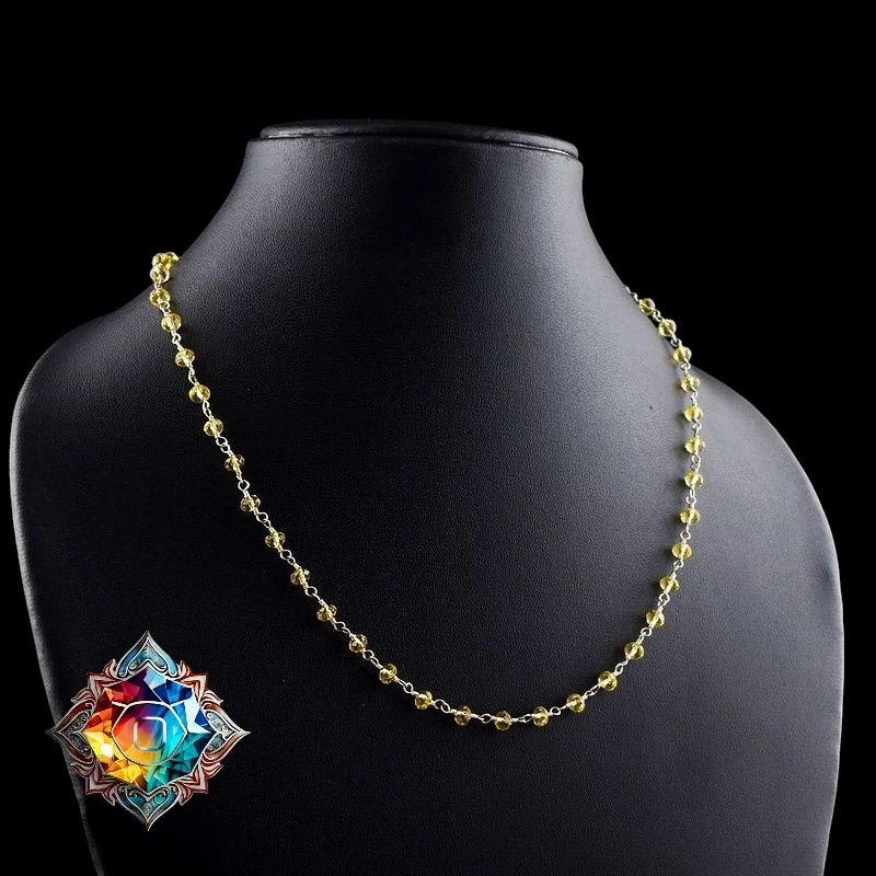 Bello collar de cristal facetado amarillo