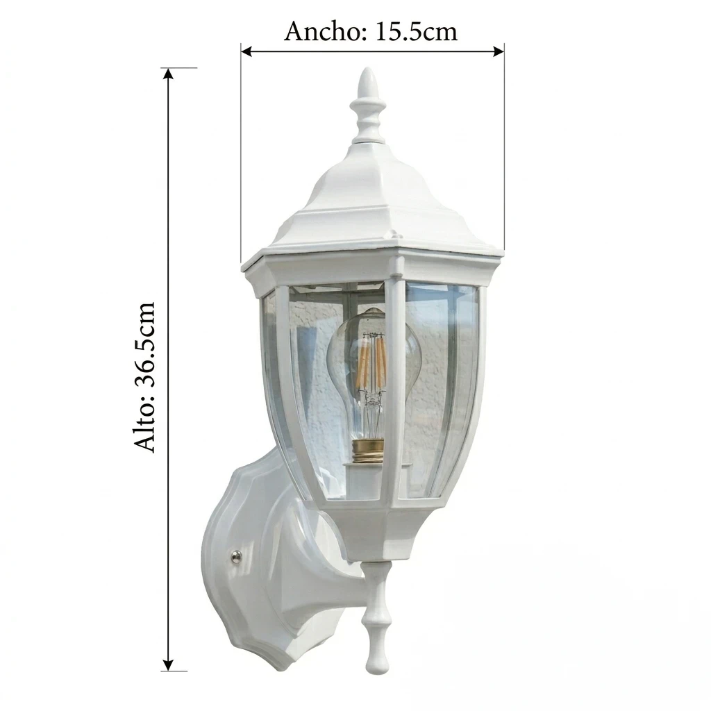 FAROL PARED COLONIAL 1L E27 BLANCO 155X365MM 3