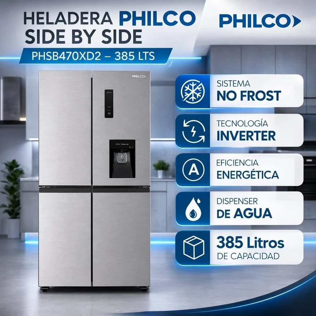 HELADERA PHILCO SIDE BY SIDE PHSB470XD2 428 LTS
