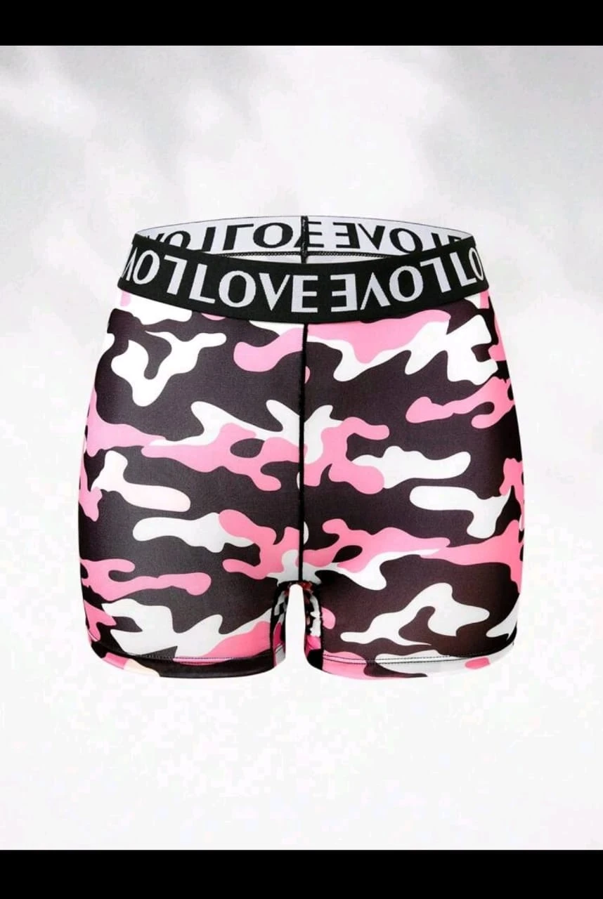 Short Deportivo Dama Licra Corto Tiro Alto Camuflado Gym 6