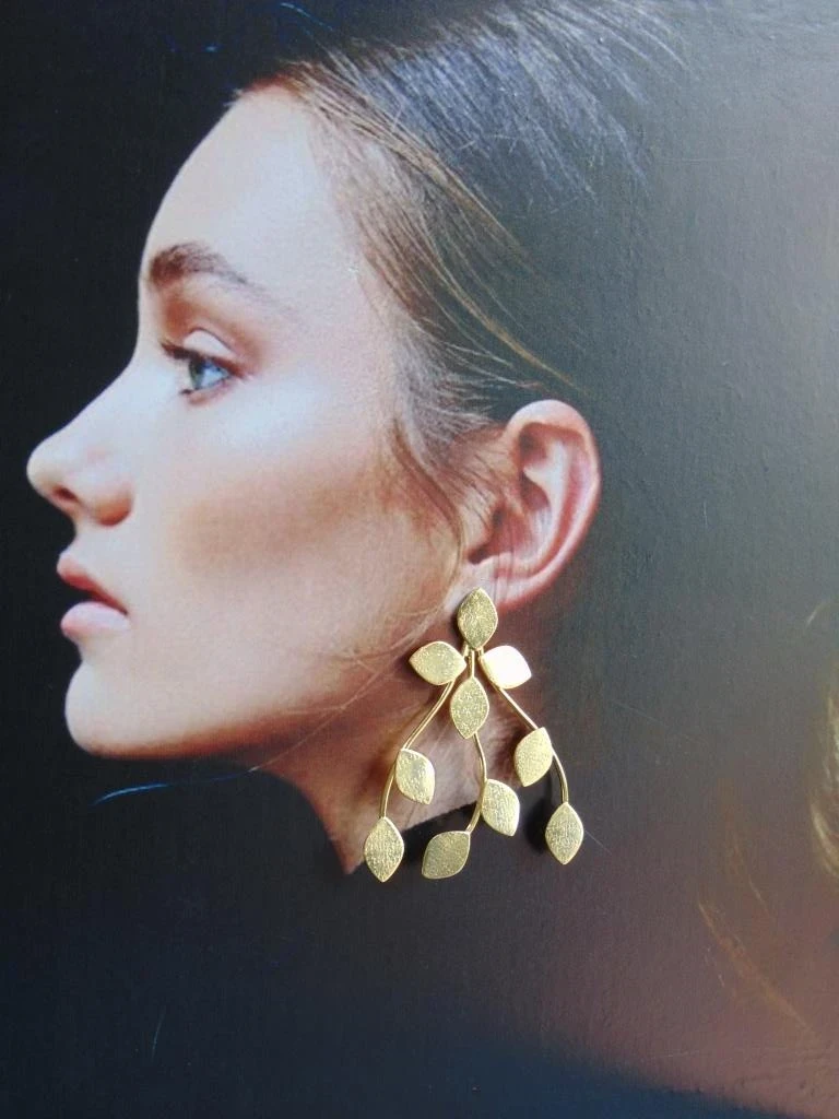 ARETE BAÑO DE ORO 24K MAXI RAMA TRIPLE FUNCIONAL