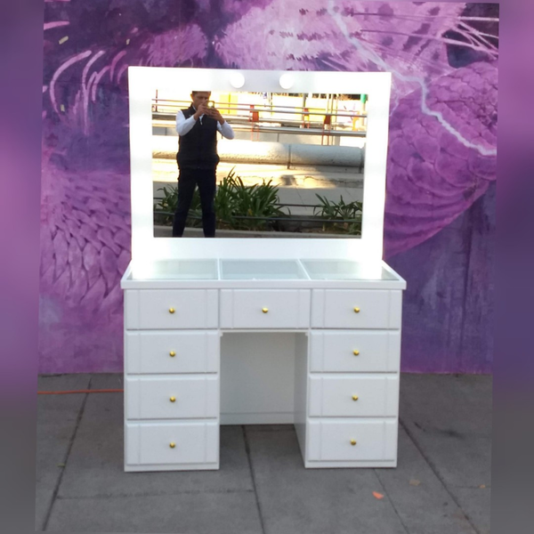 Tocador Hollywood Vanity G2 Repisa de Cristal 5