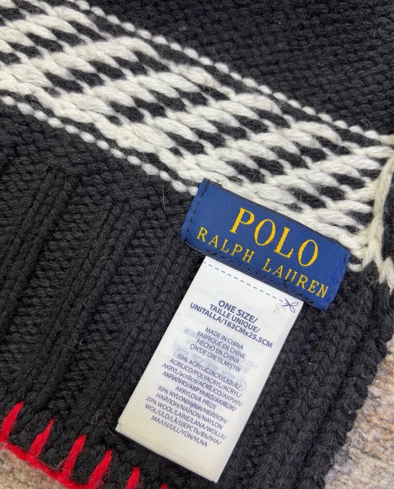 Bufanda PoloR alphL auren Unisex de Lana y Acrílico (Negro/Blanco) 4