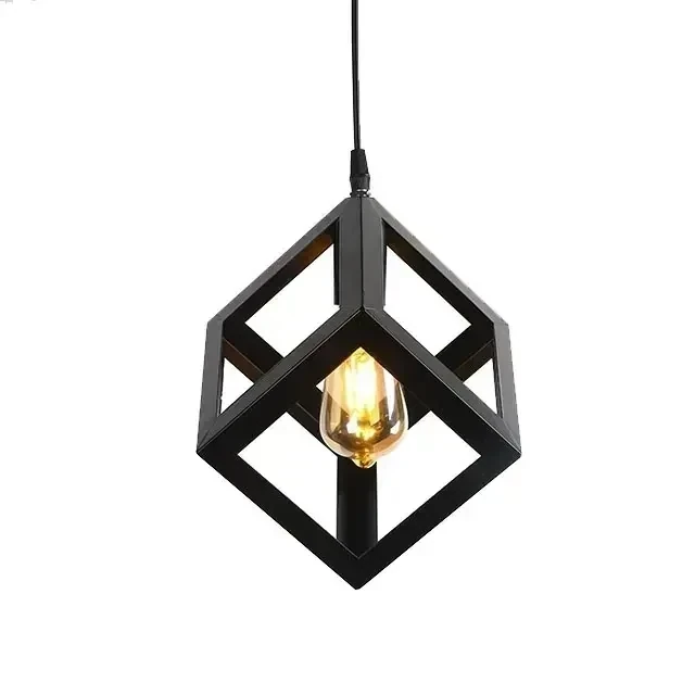 LAMPARA COLGANTE CUBO NEGRA 1L E27  2