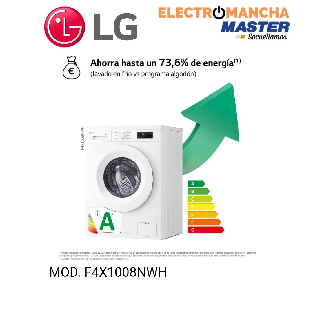 LAVADORA LG F4X1008NWH 8 KILOS 1400 RPM A 3