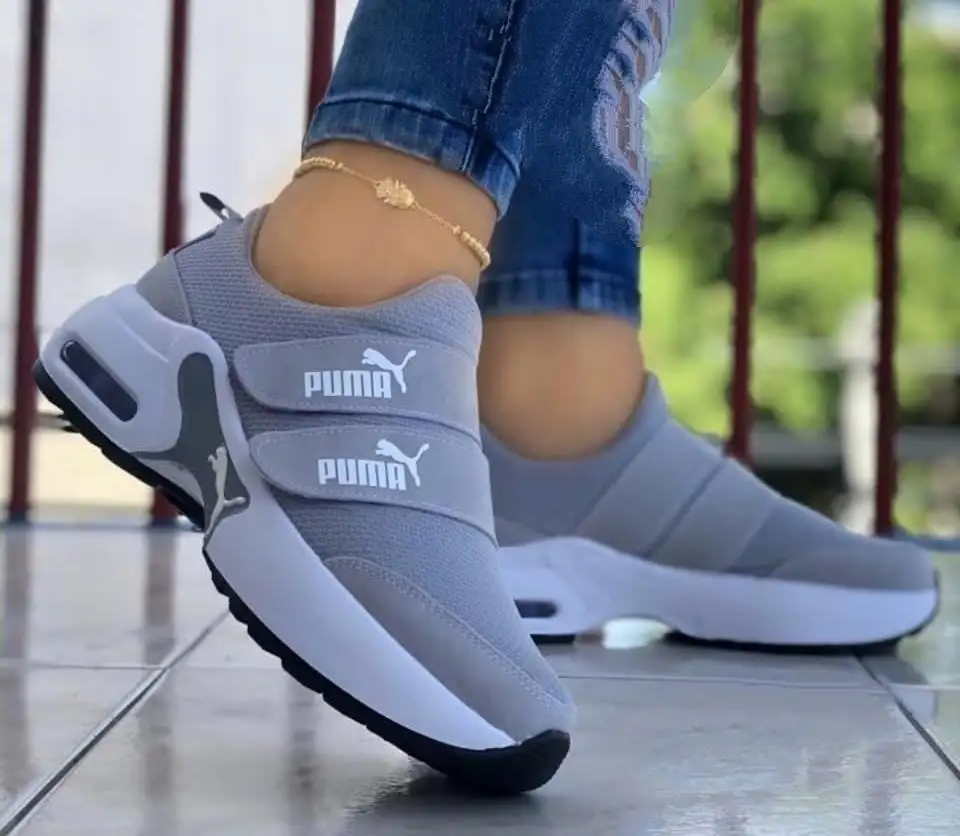 Tenis Puma Doble Cierre Gris Dama 