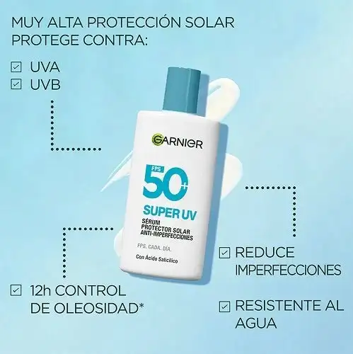 Protector Solar Súper UV Anti Imperfecciones FPS 50 - Garnier  4
