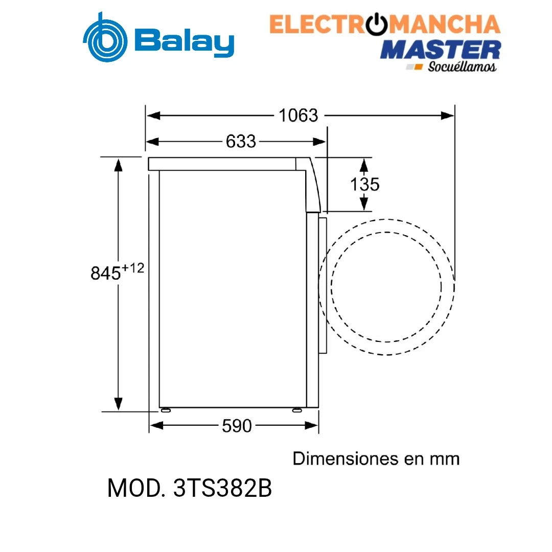 LAVADORA BALAY 3TS382B 8 KILOS 1200 RPM. CLASE A 7