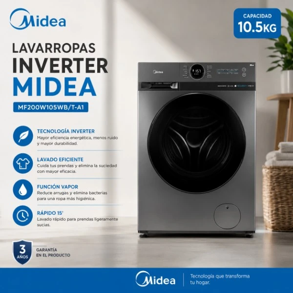 LAVARROPAS MIDEA 10.5 KG INVERTER